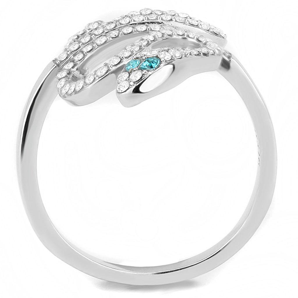 Women Stainless Steel Snake shape Adjustable Crystal Rings