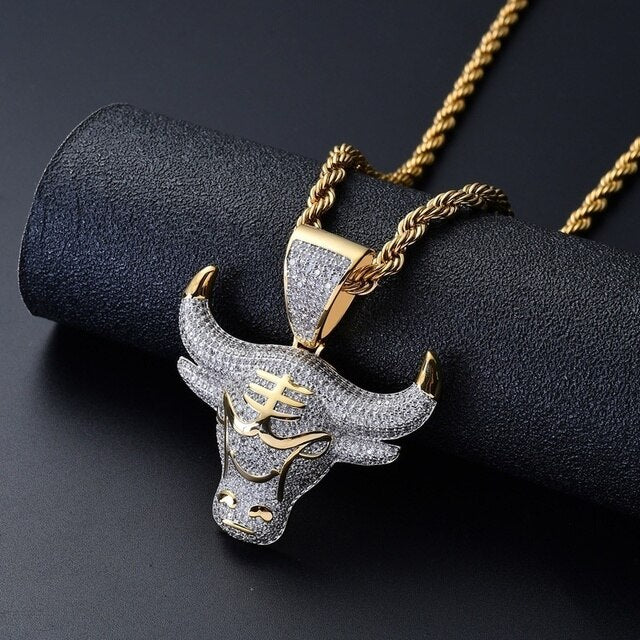 Bull Head pendant Necklace