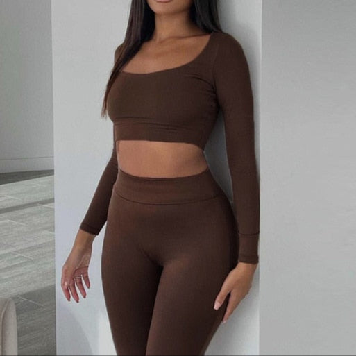 Gym Crop Tank Top Leggings Set