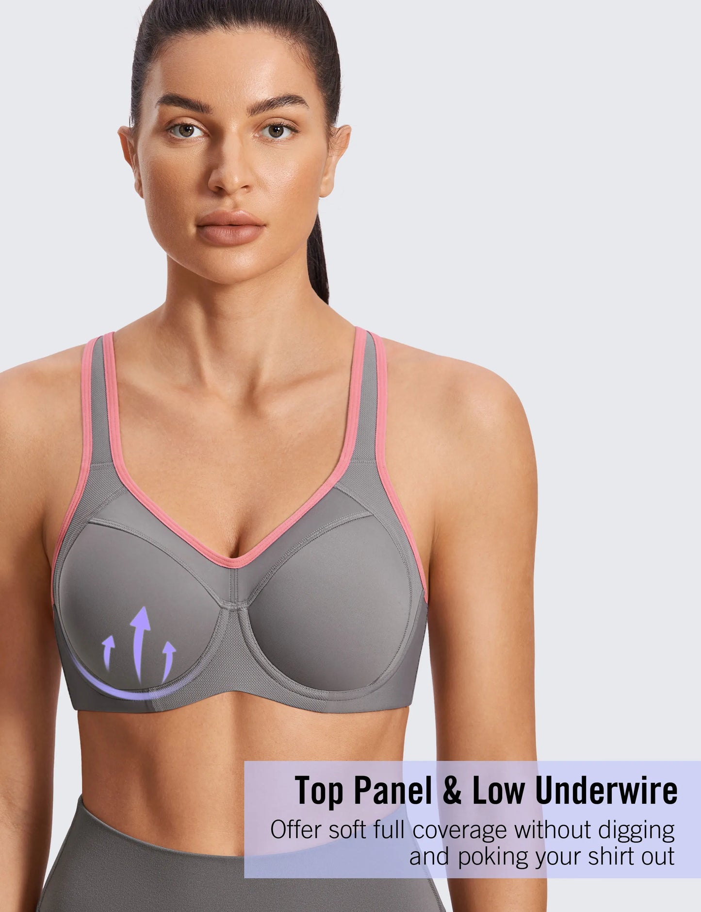SYROKAN Sports Bra Women Push Up Full Support High Impact Racerback Lightly Lined Underwire 2023 New Undrwear Bras Shockproof