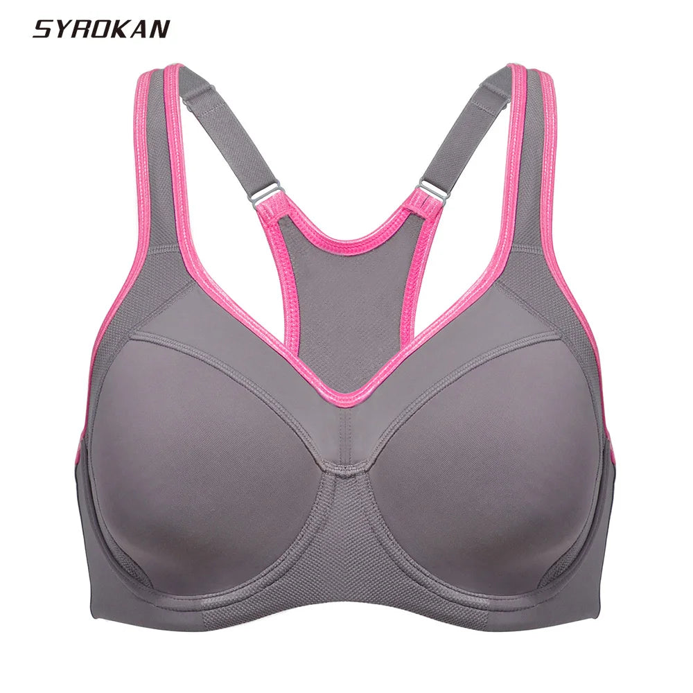 SYROKAN Sports Bra Women Push Up Full Support High Impact Racerback Lightly Lined Underwire 2023 New Undrwear Bras Shockproof