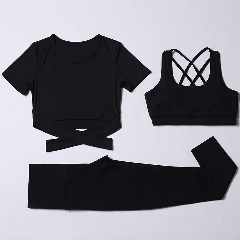 Three-piece suit for gym yoga wear