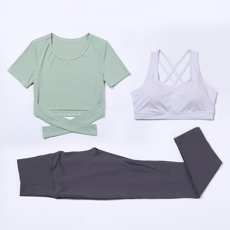 Three-piece suit for gym yoga wear