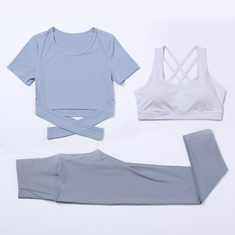 Three-piece suit for gym yoga wear