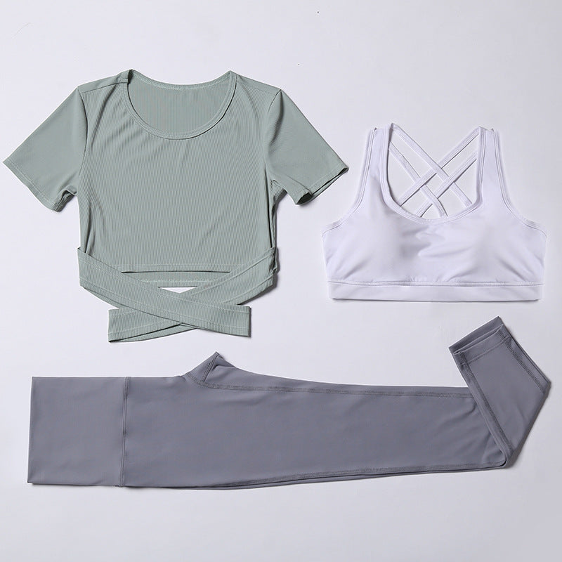 Three-piece suit for gym yoga wear