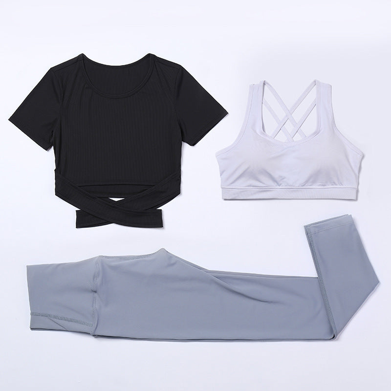 Three-piece suit for gym yoga wear