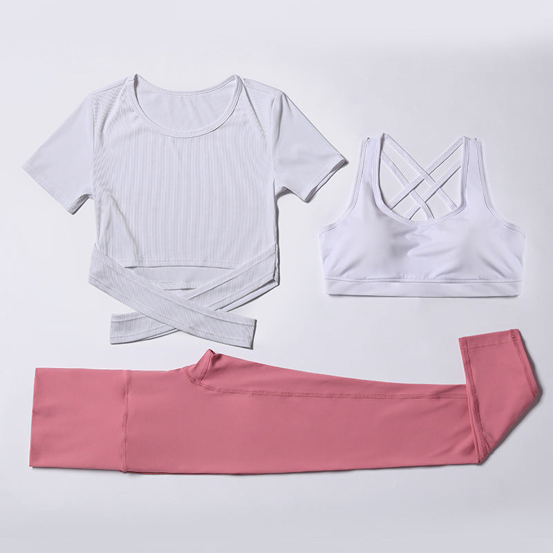 Three-piece suit for gym yoga wear