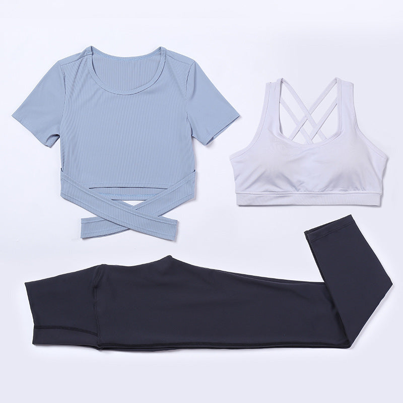 Three-piece suit for gym yoga wear