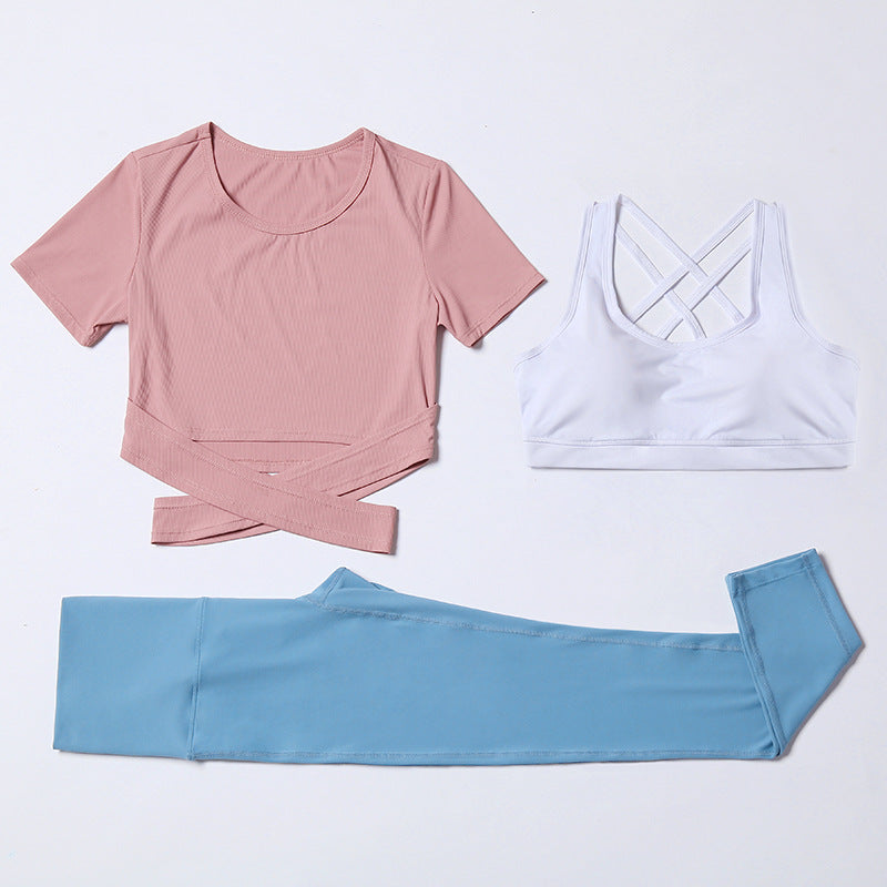 Three-piece suit for gym yoga wear