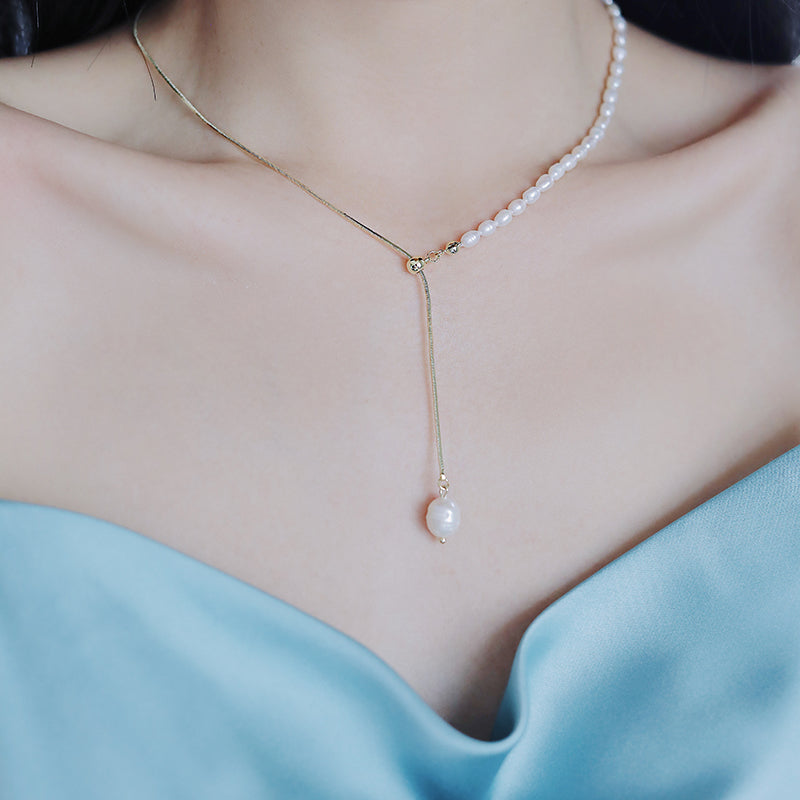 Pearl With Golden Chain Necklace