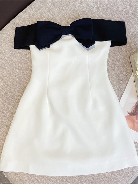 Black Bow Strapless  Dress