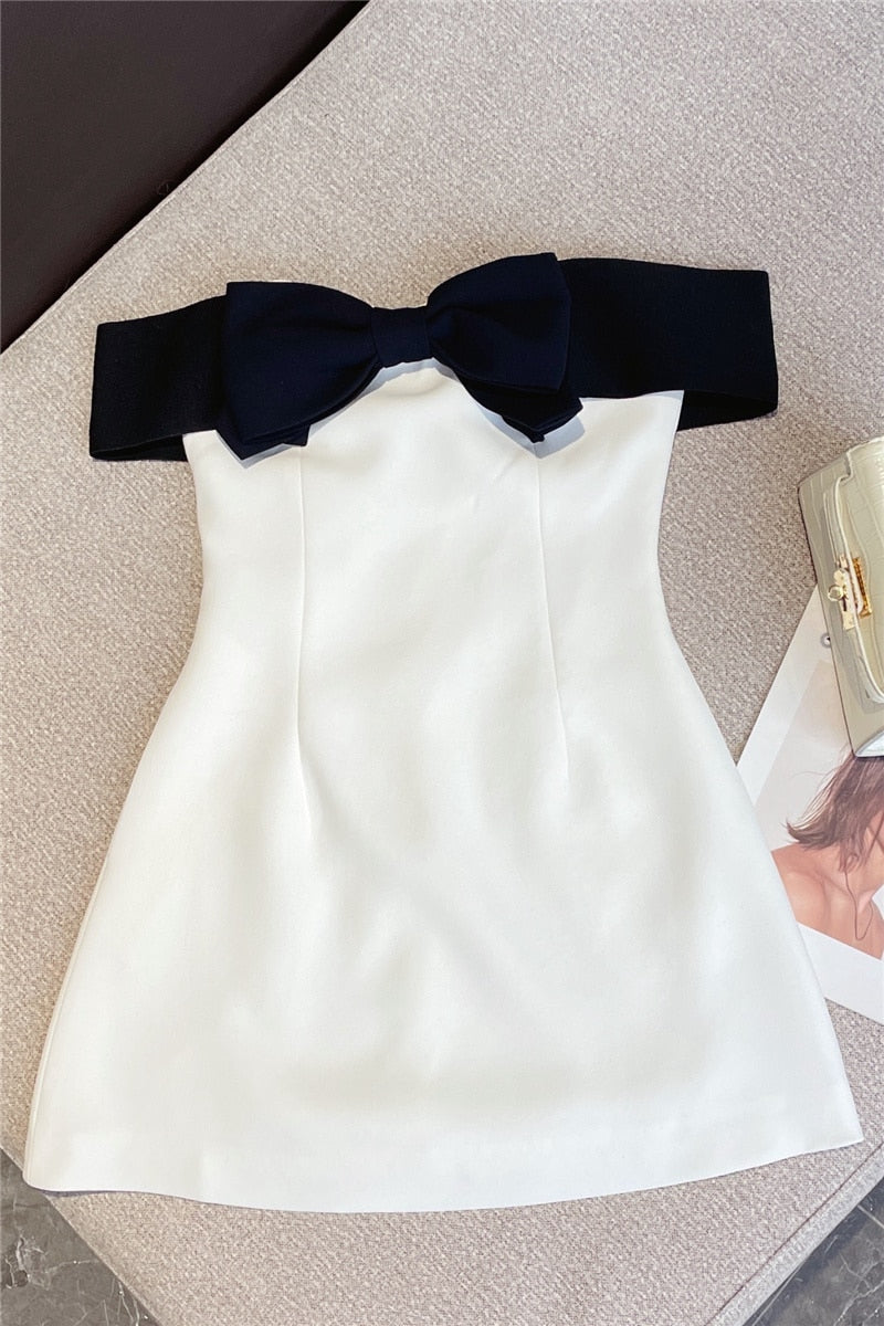Black Bow Strapless Dress