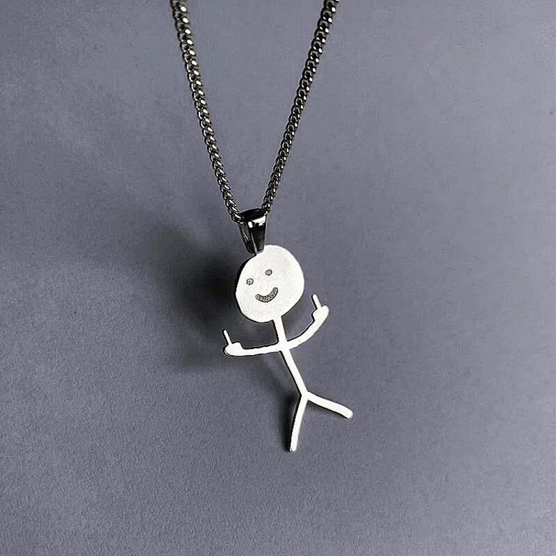 Middle Finger Stickman Necklace