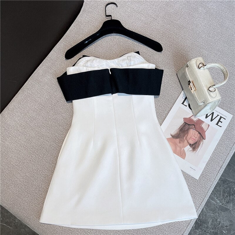 Black Bow Strapless Dress